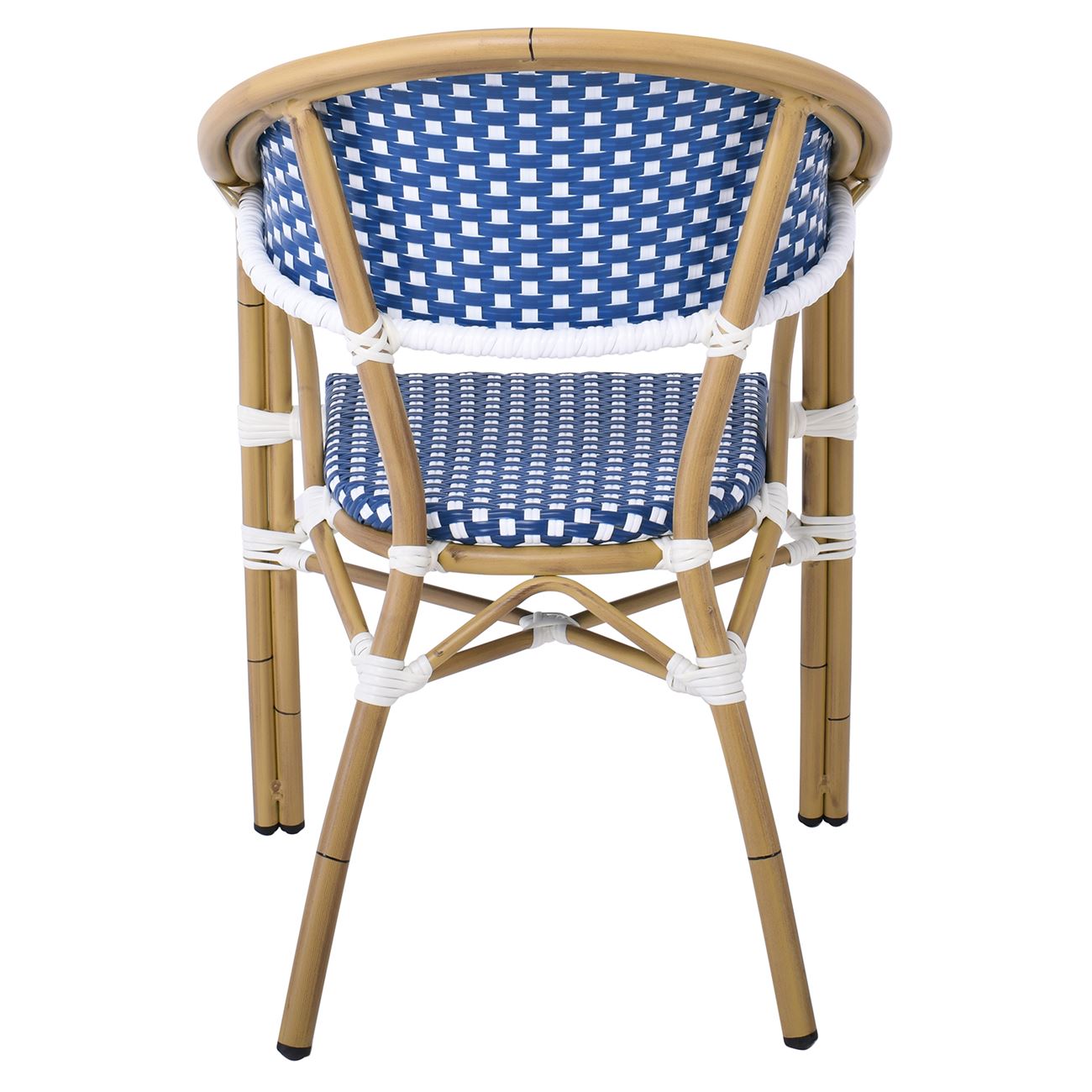 Πολυθρόνα Dining Αλουμίνιο Φυσικό, Wicker Άσπρο - Μπλε, Στοιβαζόμενη 4