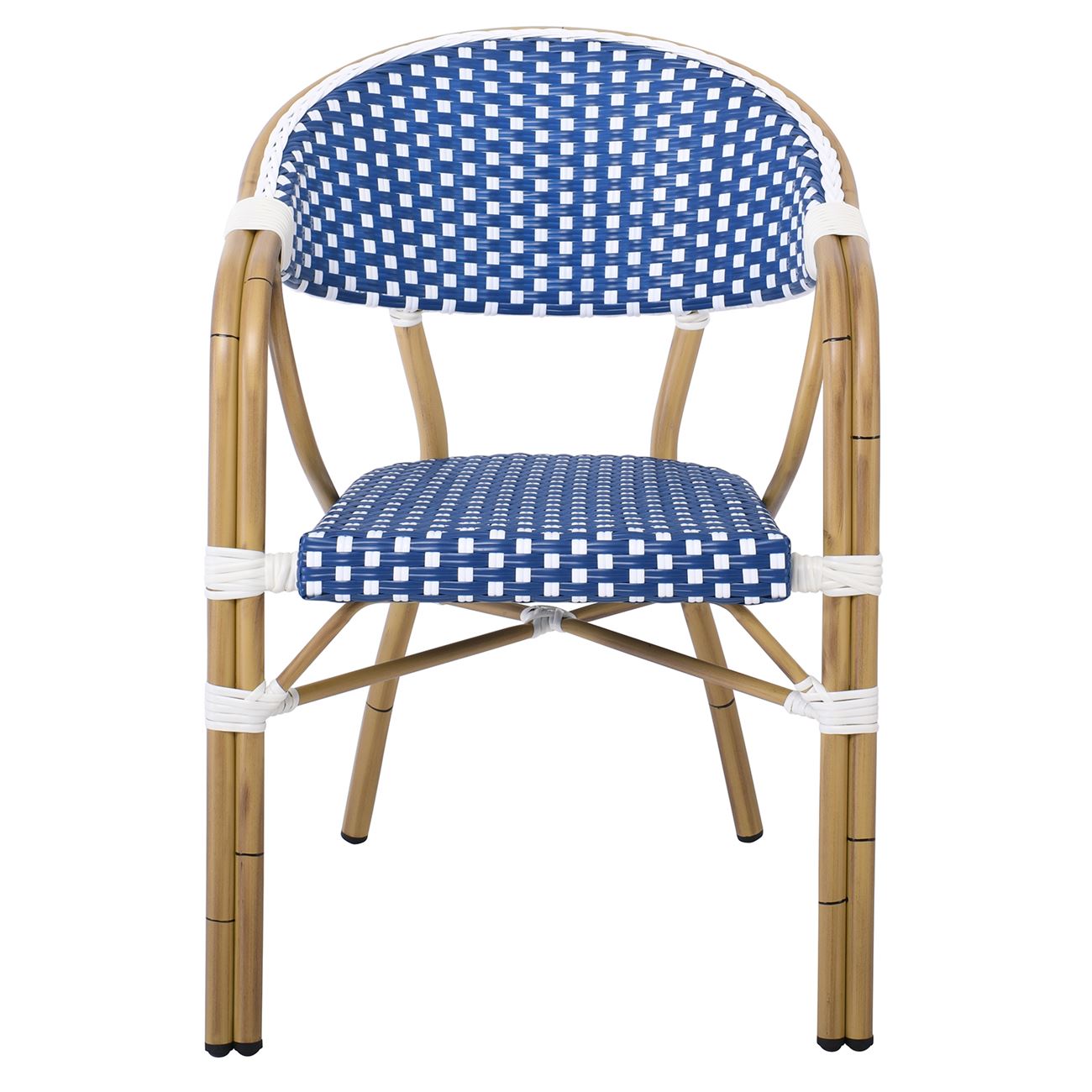 Πολυθρόνα Dining Αλουμίνιο Φυσικό, Wicker Άσπρο - Μπλε, Στοιβαζόμενη 5