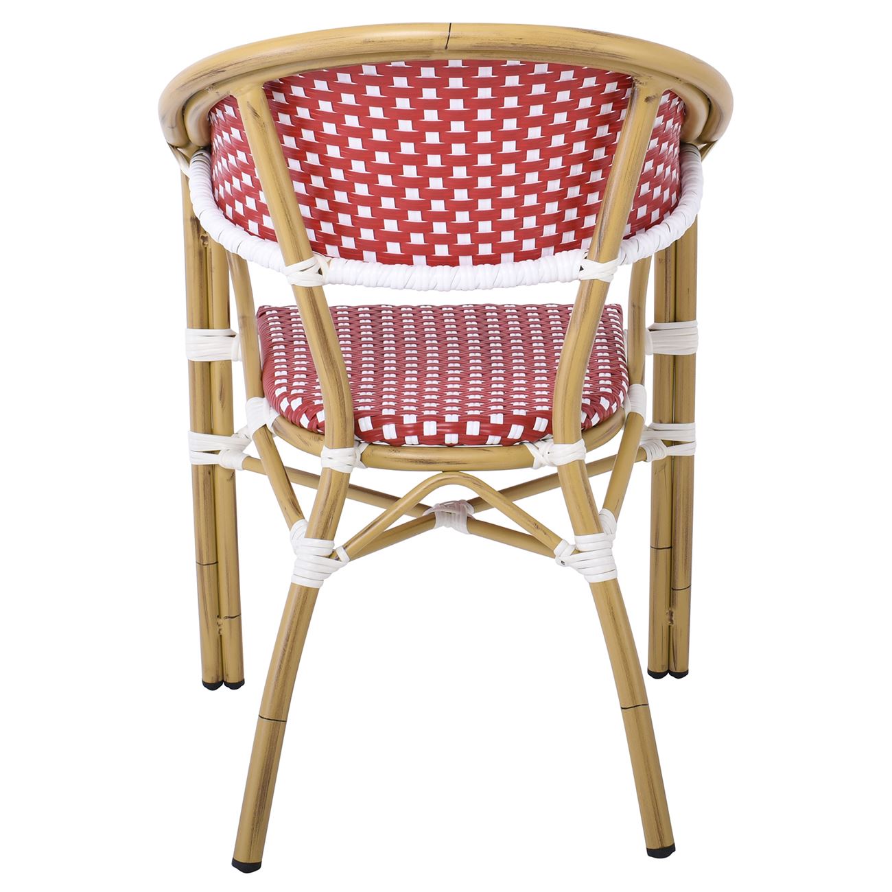 Πολυθρόνα Dining Αλουμίνιο Φυσικό, Wicker Άσπρο - Κόκκινο, Στοιβαζόμενη 4