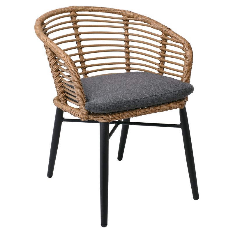 Πολυθρόνα Μαύρη - Wicker Φυσικό 1