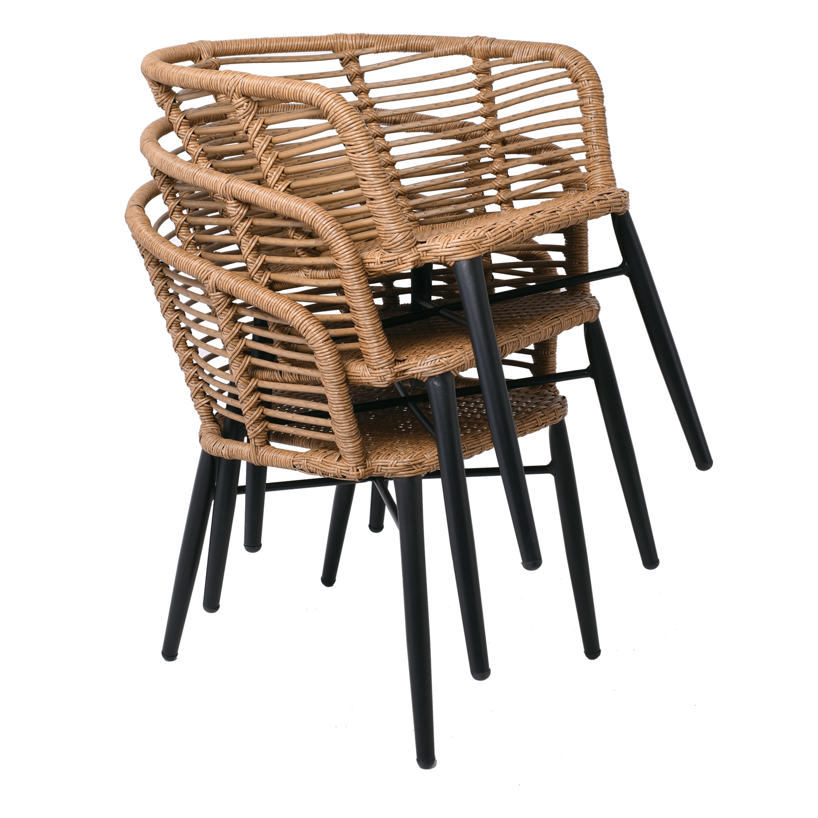 Πολυθρόνα Μαύρη - Wicker Φυσικό 6