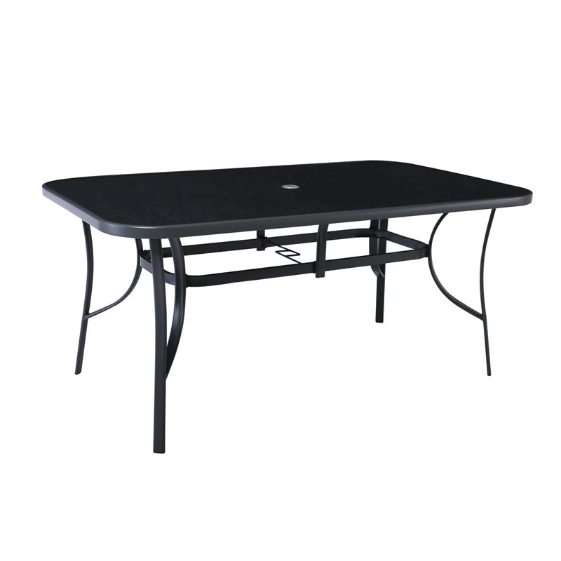 Τραπέζι Μεταλλικό Ανθρακί / Γυαλί Silk Screen 1