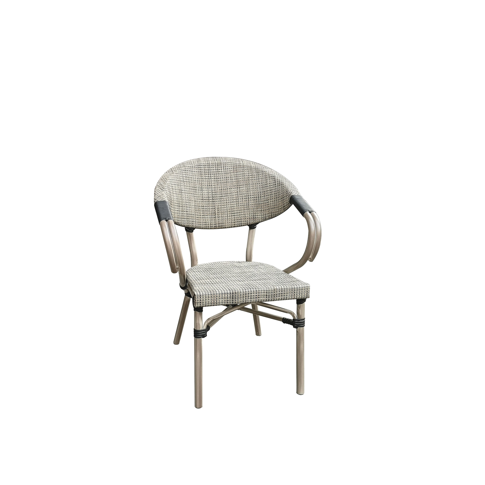 Πολυθρόνα Dining Αλουμινίου Απόχρωση Antique Grey - Textilene Μπεζ 2