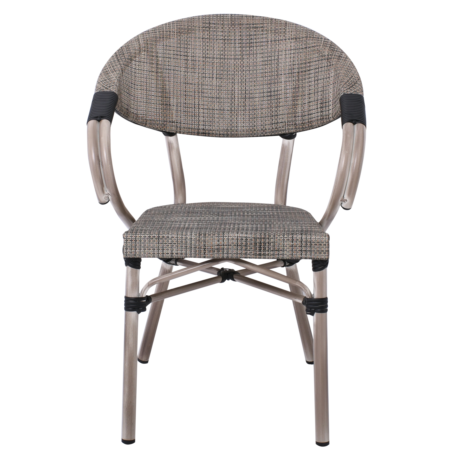 Πολυθρόνα Dining Αλουμινίου Απόχρωση Antique Grey - Textilene Μπεζ 3