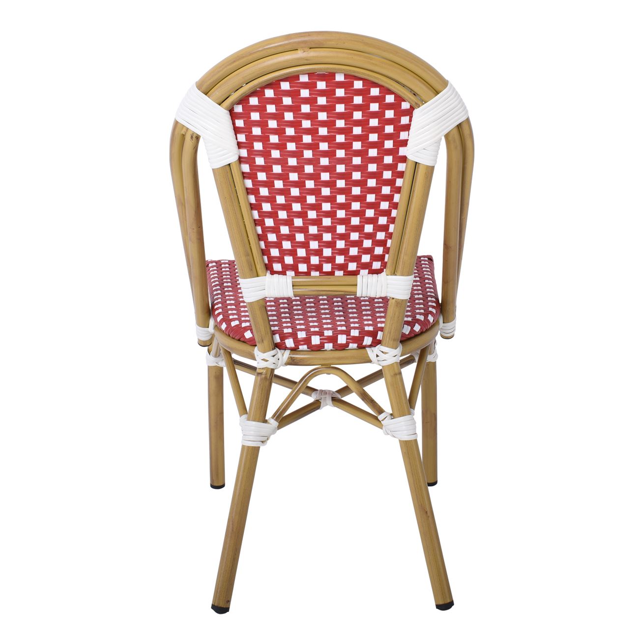 Καρέκλα Bistro, Αλουμίνιο Φυσικό, Wicker Άσπρο - Κόκκινο, Στοιβαζόμενη 4