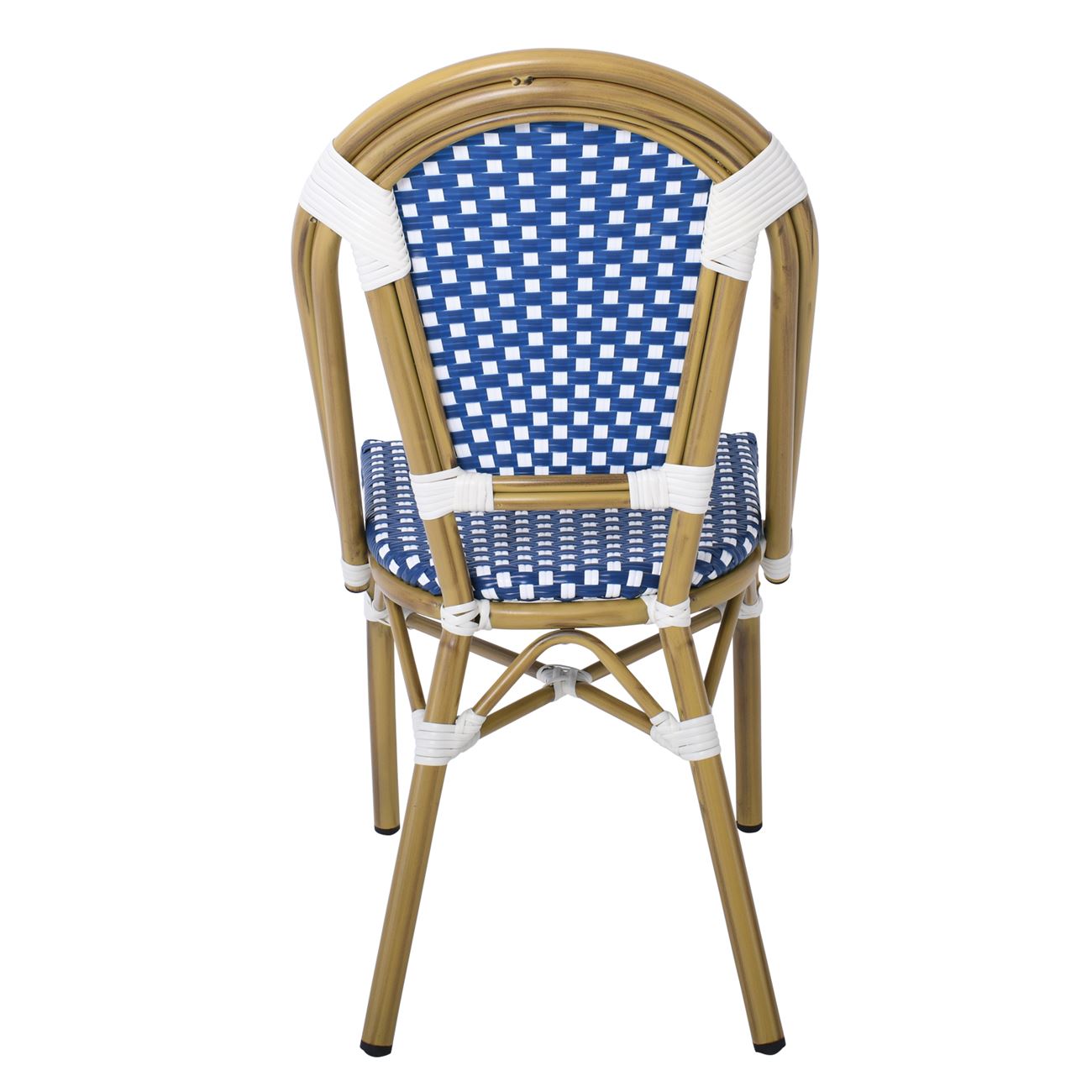 Καρέκλα Bistro, Αλουμίνιο Φυσικό, Wicker Άσπρο - Μπλε, Στοιβαζόμενη 4