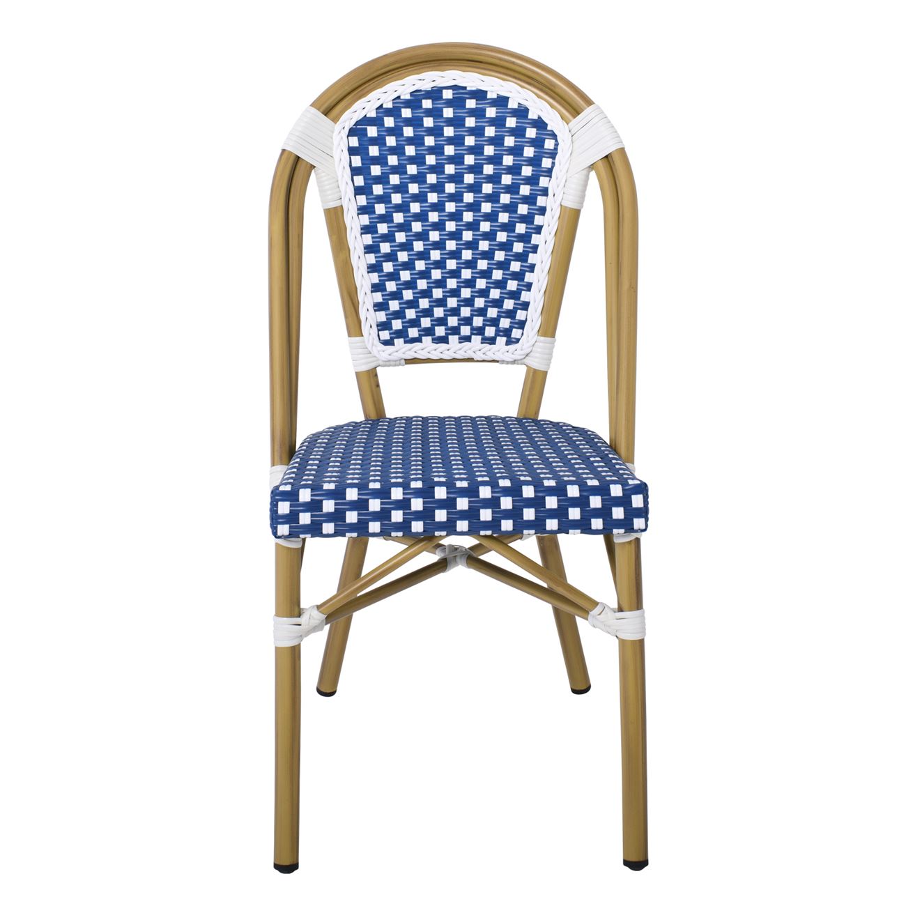 Καρέκλα Bistro, Αλουμίνιο Φυσικό, Wicker Άσπρο - Μπλε, Στοιβαζόμενη 5