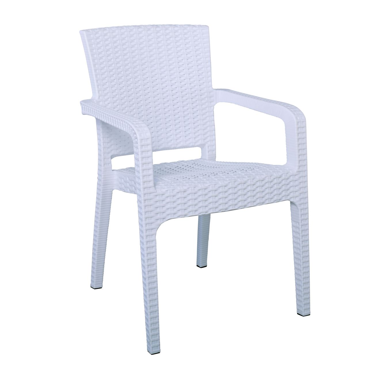 Πολυθρόνα Κήπου Στοιβαζόμενη, PP (Rattan Look) Απόχρωση Άσπρο 2