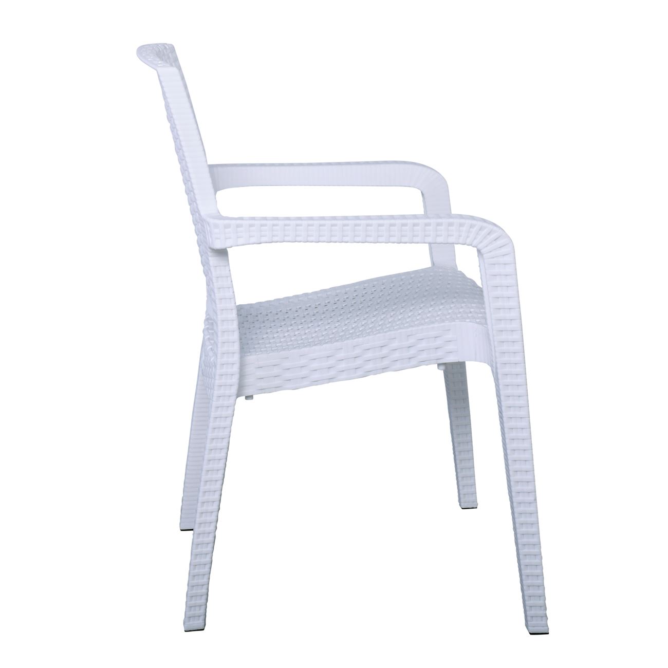 Πολυθρόνα Κήπου Στοιβαζόμενη, PP (Rattan Look) Απόχρωση Άσπρο 3