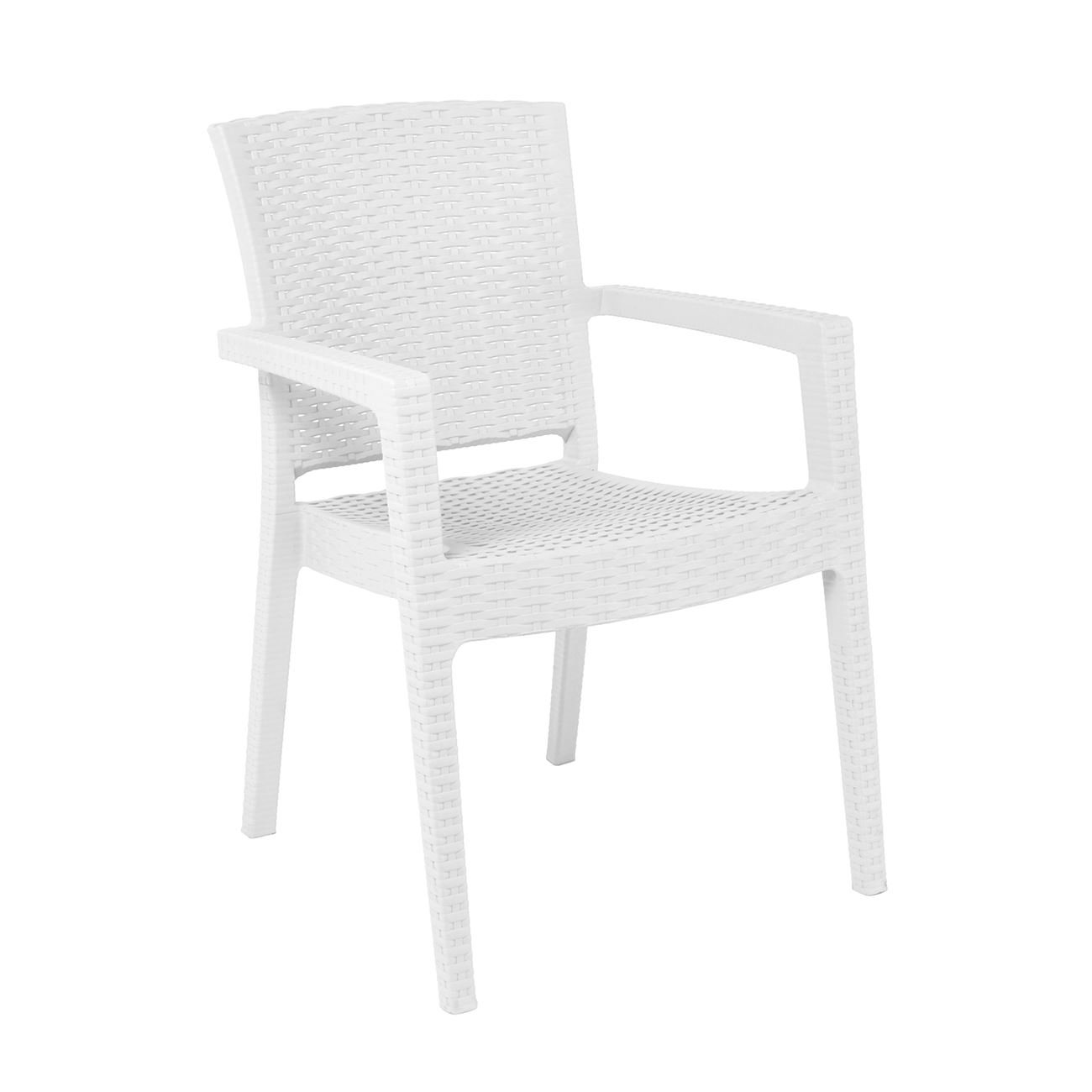 Pro Πολυθρόνα Στοιβαζόμενη, PP (Rattan Look) Απόχρωση Άσπρο 2