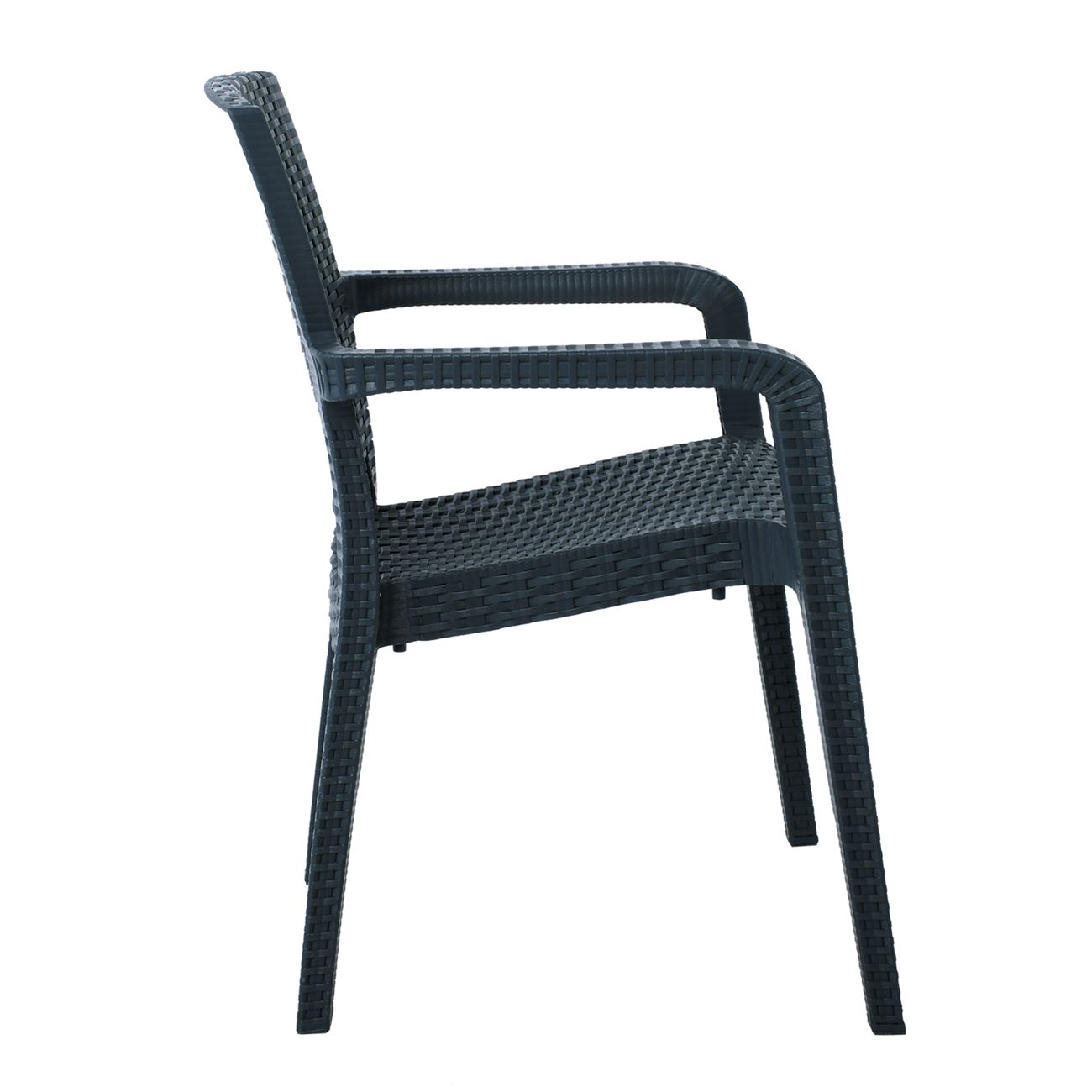 Πολυθρόνα Κήπου Στοιβαζόμενη, PP (Rattan Look) Απόχρωση Ανθρακί 3