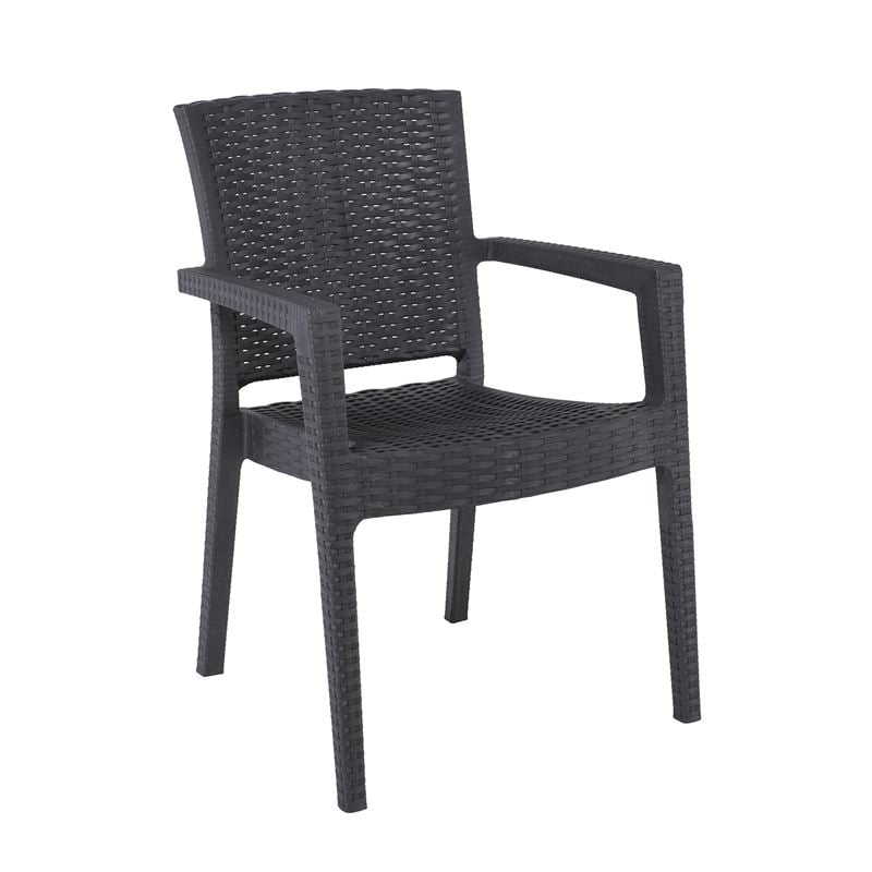 Pro Πολυθρόνα Στοιβαζόμενη, PP (Rattan Look) Απόχρωση Ανθρακί 1