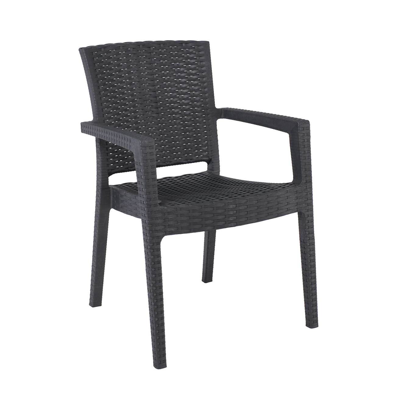 Pro Πολυθρόνα Στοιβαζόμενη, PP (Rattan Look) Απόχρωση Ανθρακί 2