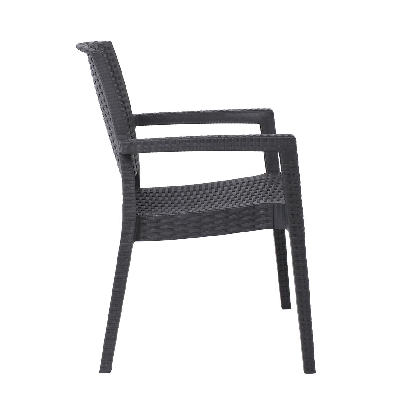 Pro Πολυθρόνα Στοιβαζόμενη, PP (Rattan Look) Απόχρωση Ανθρακί 3