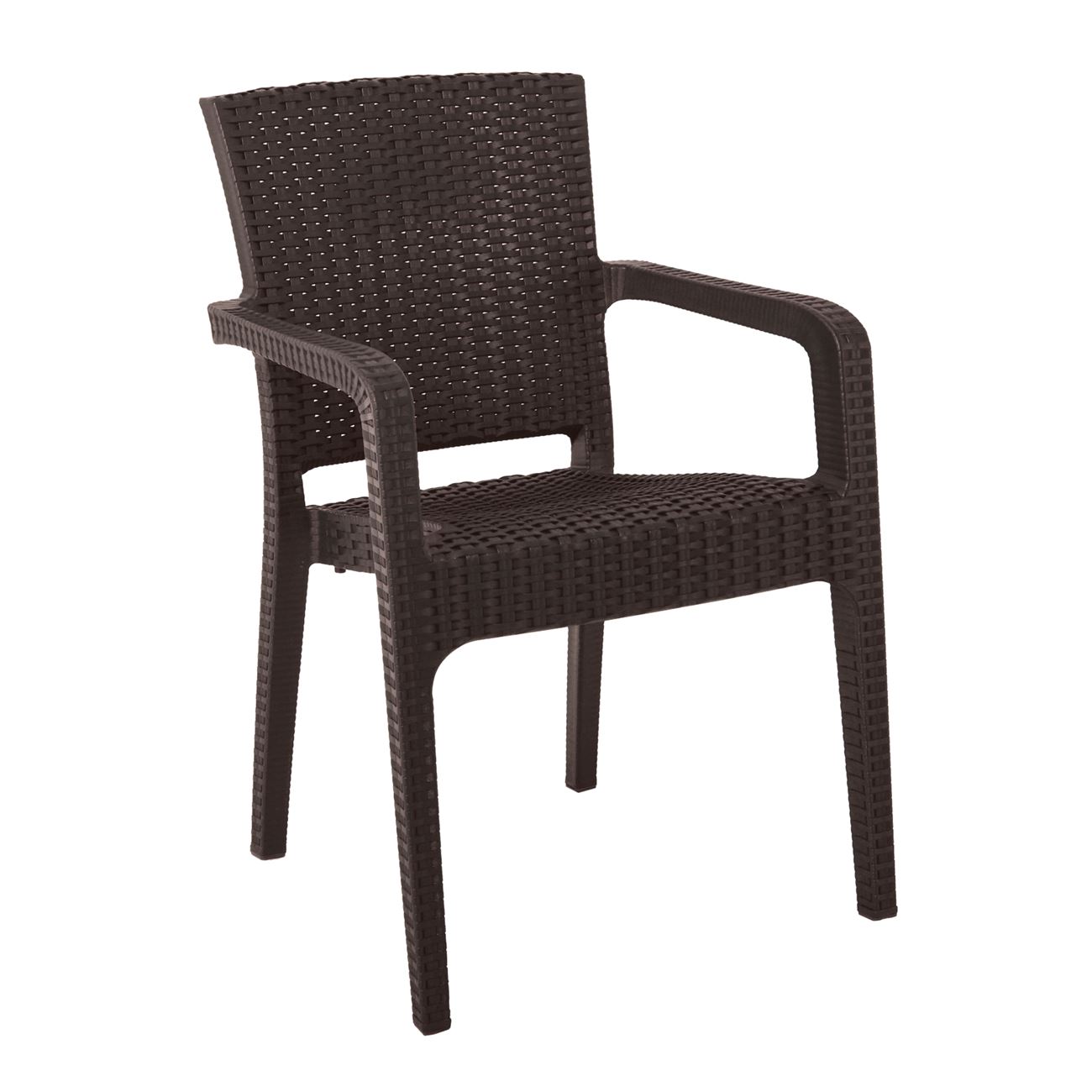 Πολυθρόνα Κήπου Στοιβαζόμενη, PP (Rattan Look) Απόχρωση Καφέ Σκούρο 2