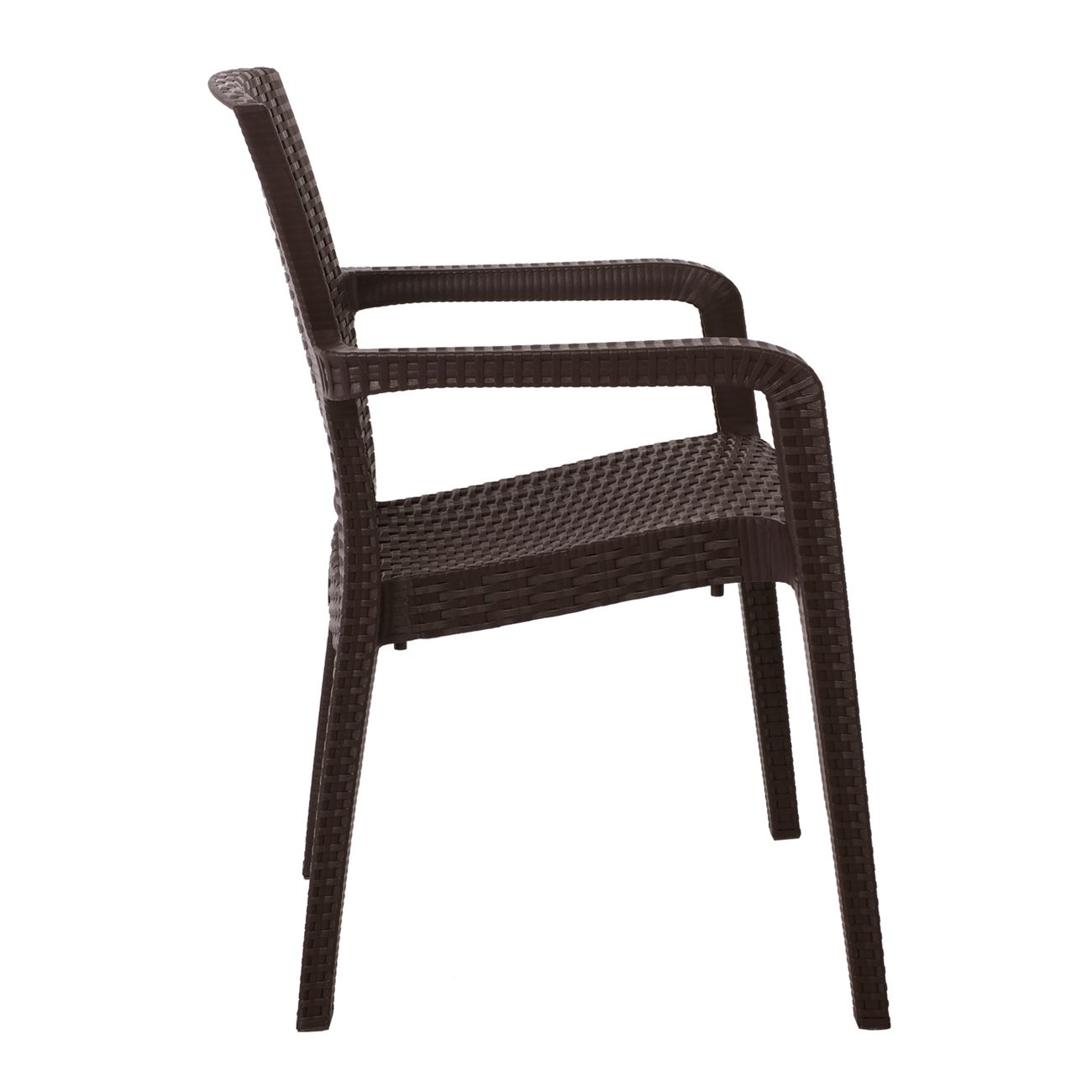 Πολυθρόνα Κήπου Στοιβαζόμενη, PP (Rattan Look) Απόχρωση Καφέ Σκούρο 3