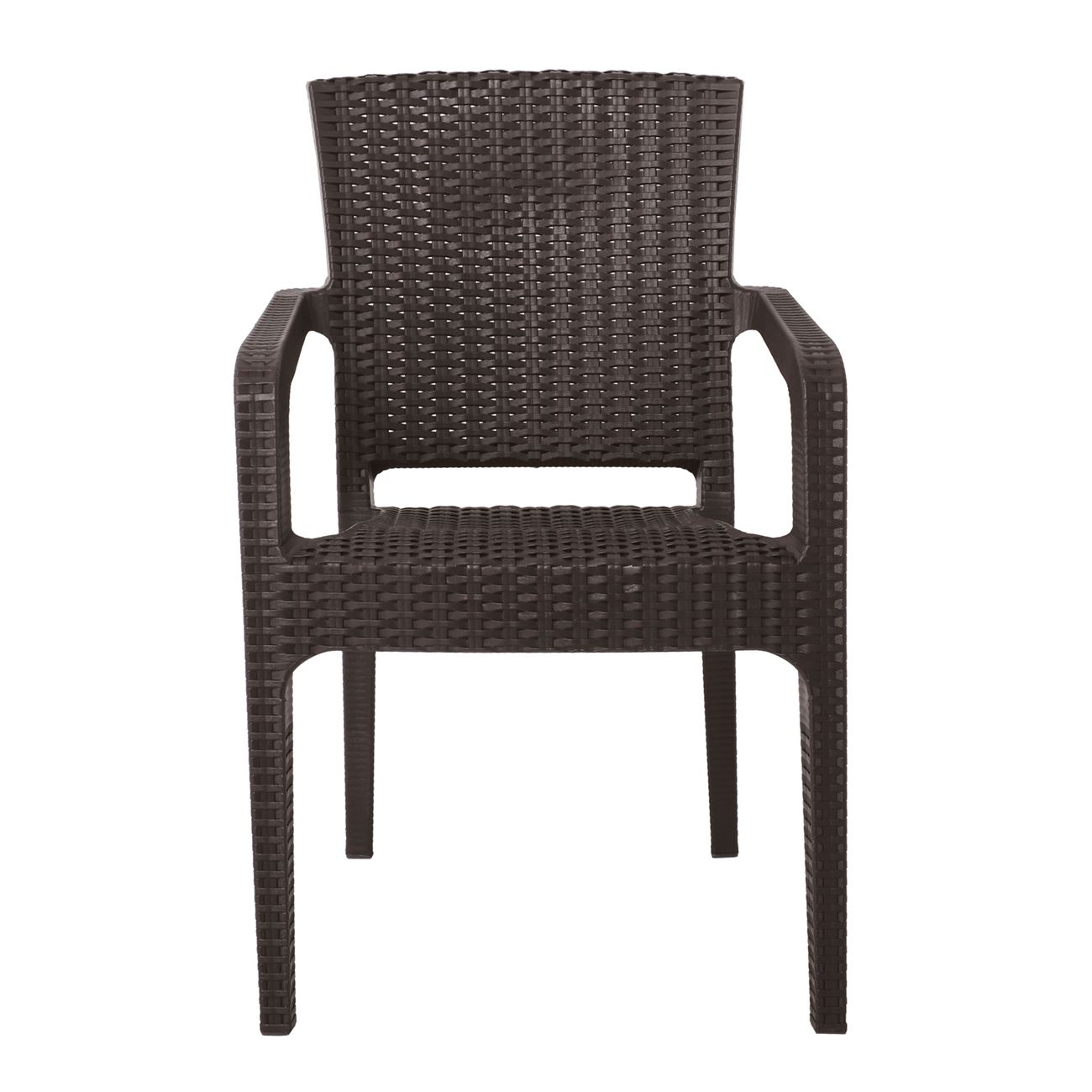 Πολυθρόνα Κήπου Στοιβαζόμενη, PP (Rattan Look) Απόχρωση Καφέ Σκούρο 4
