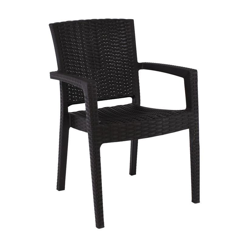 -Pro Πολυθρόνα Στοιβαζόμενη, PP (Rattan Look) Απόχρωση Καφέ Σκούρο 1