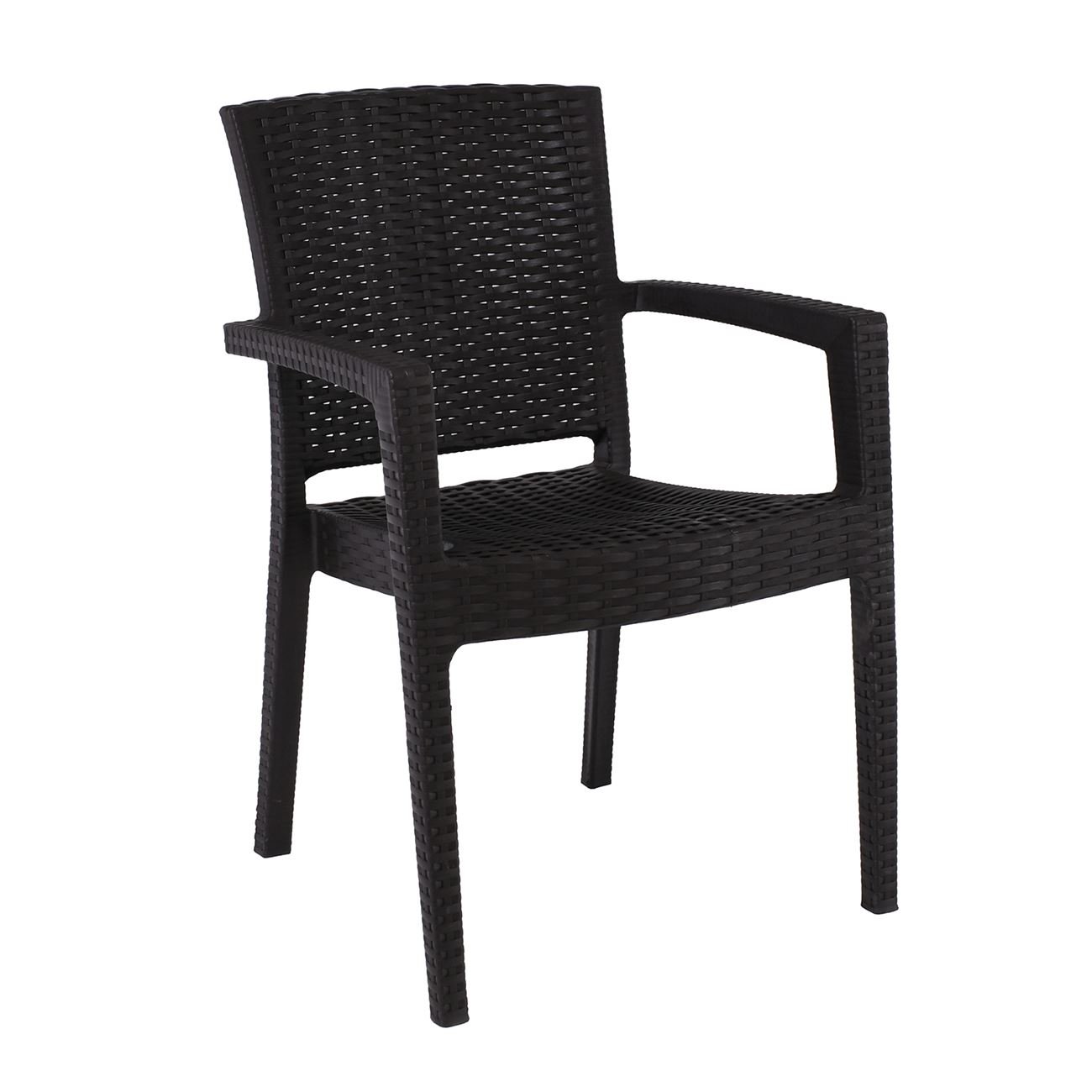 -Pro Πολυθρόνα Στοιβαζόμενη, PP (Rattan Look) Απόχρωση Καφέ Σκούρο 2