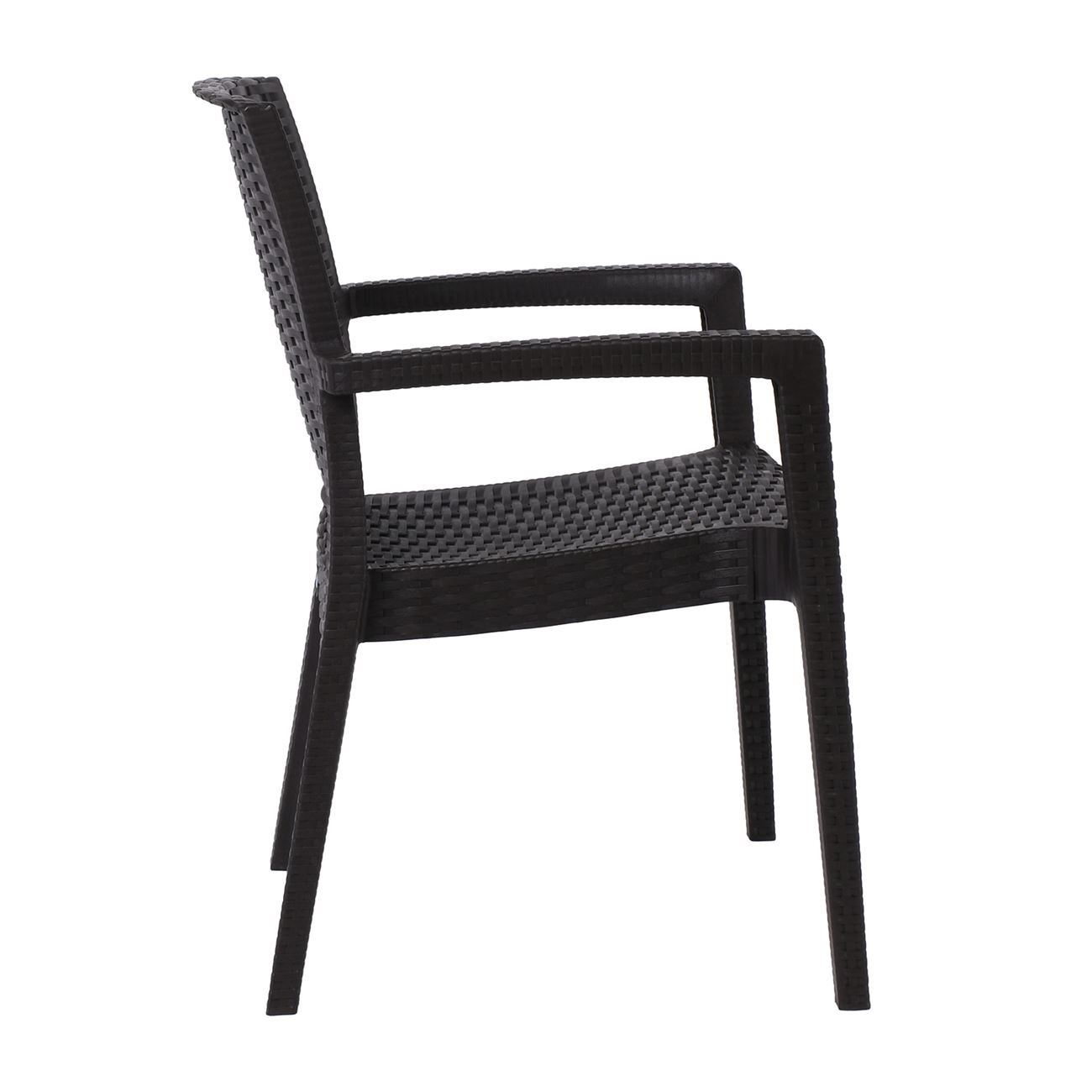 -Pro Πολυθρόνα Στοιβαζόμενη, PP (Rattan Look) Απόχρωση Καφέ Σκούρο 3