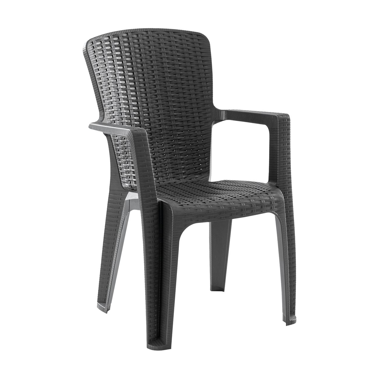 Πολυθρόνα Κήπου-Βεράντας Στοιβαζόμενη, (Rattan Look) PP-UV Απόχρωση Ανθρακί 2