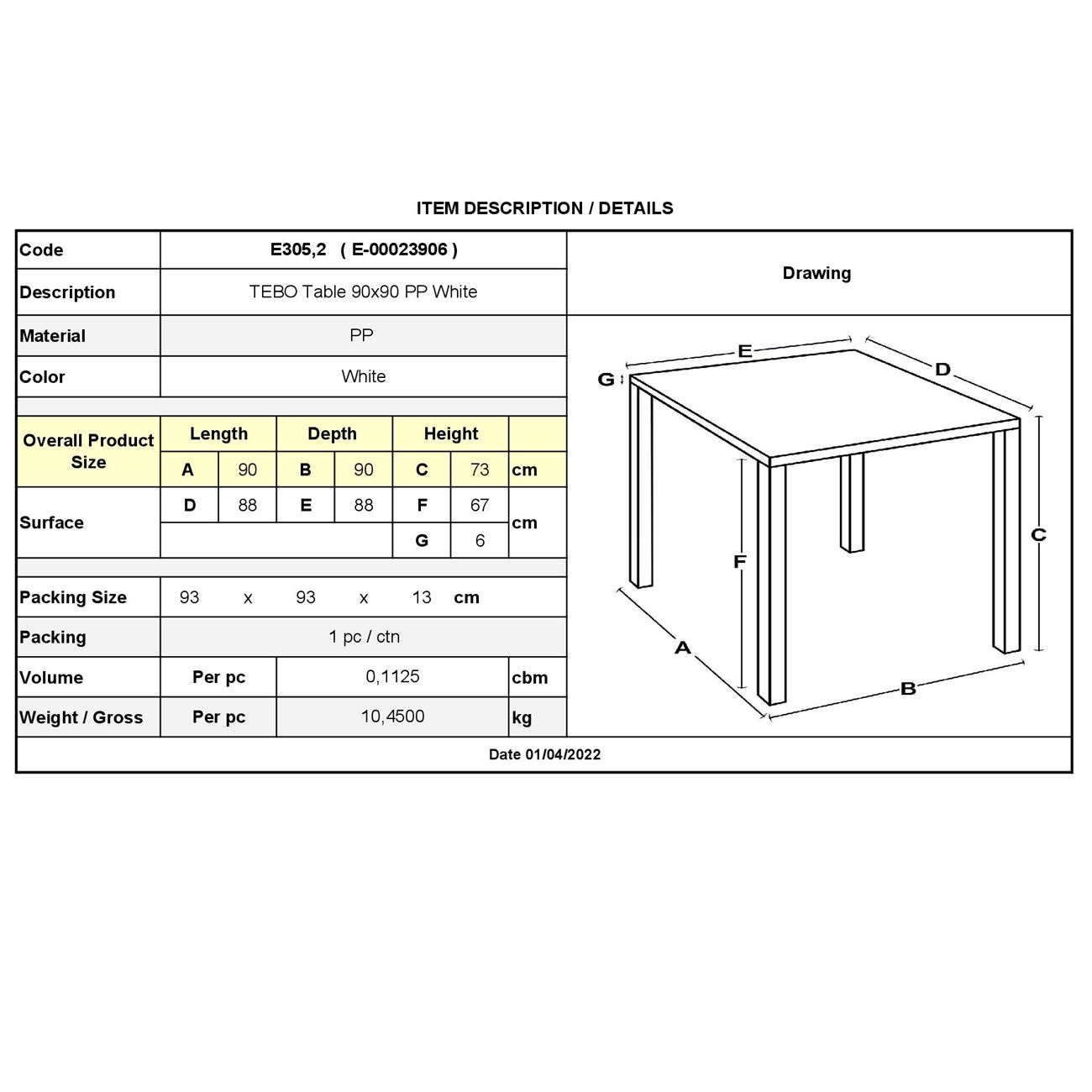 Τραπέζι Τραπεζαρίας Κήπου - Βεράντας, PP Άσπρο 3