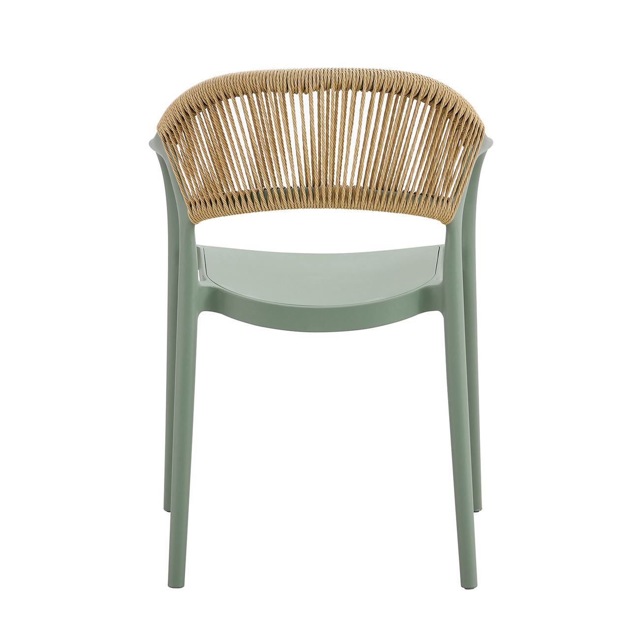 Πολυθρόνα Στοιβαζόμενη, PP-UV Forest Green, Rope Wicker Φυσικό 3