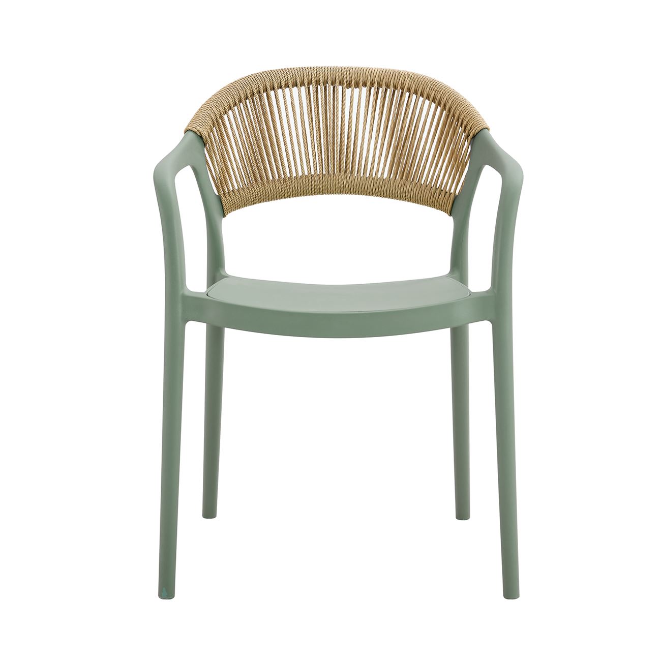 Πολυθρόνα Στοιβαζόμενη, PP-UV Forest Green, Rope Wicker Φυσικό 4