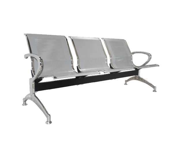 Κάθισμα Αναμονής - Υποδοχής 3-θέσεων Χρώμιο / Mesh Γκρι 1