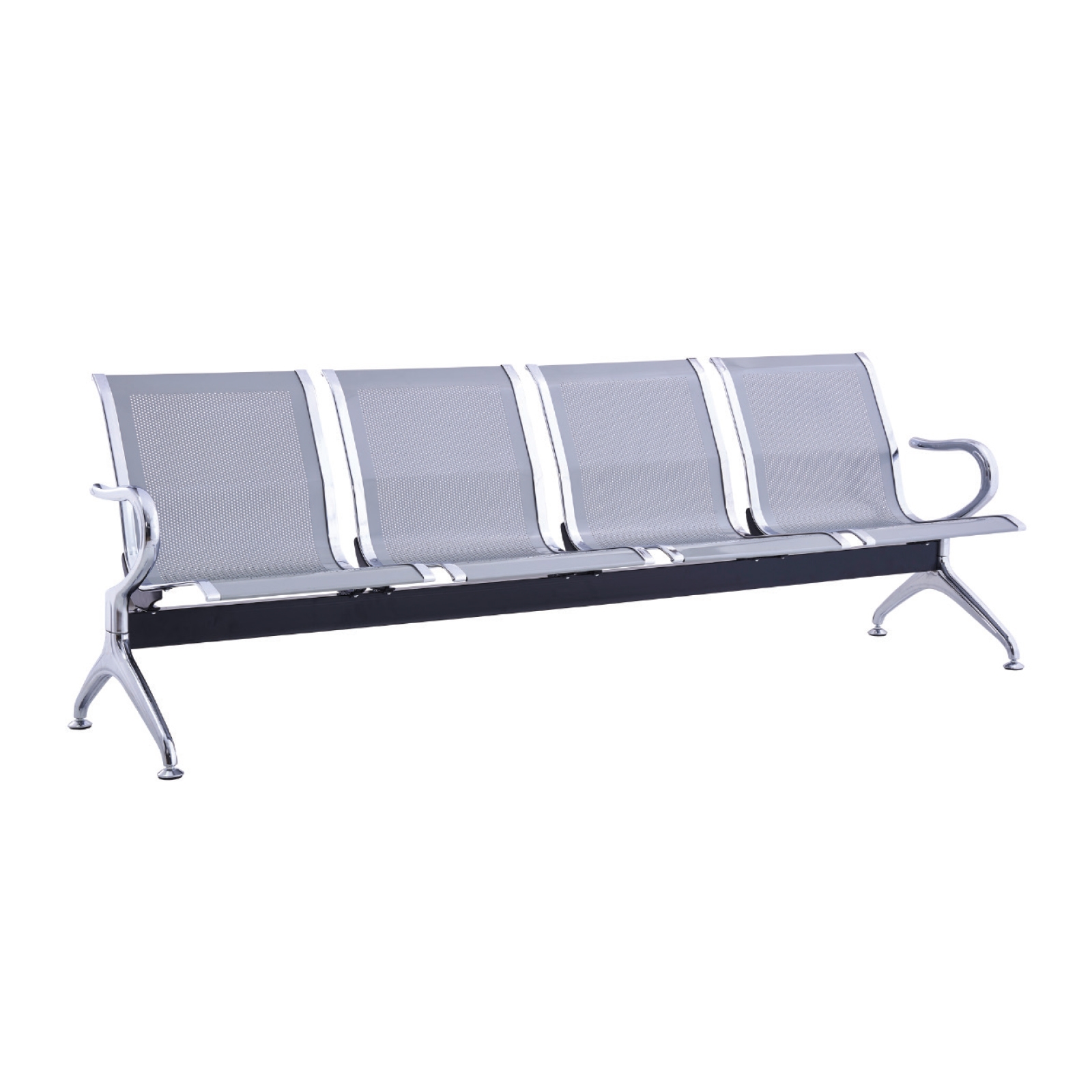 Κάθισμα Αναμονής - Υποδοχής 4-θέσεων Χρώμιο / Mesh Γκρι 2