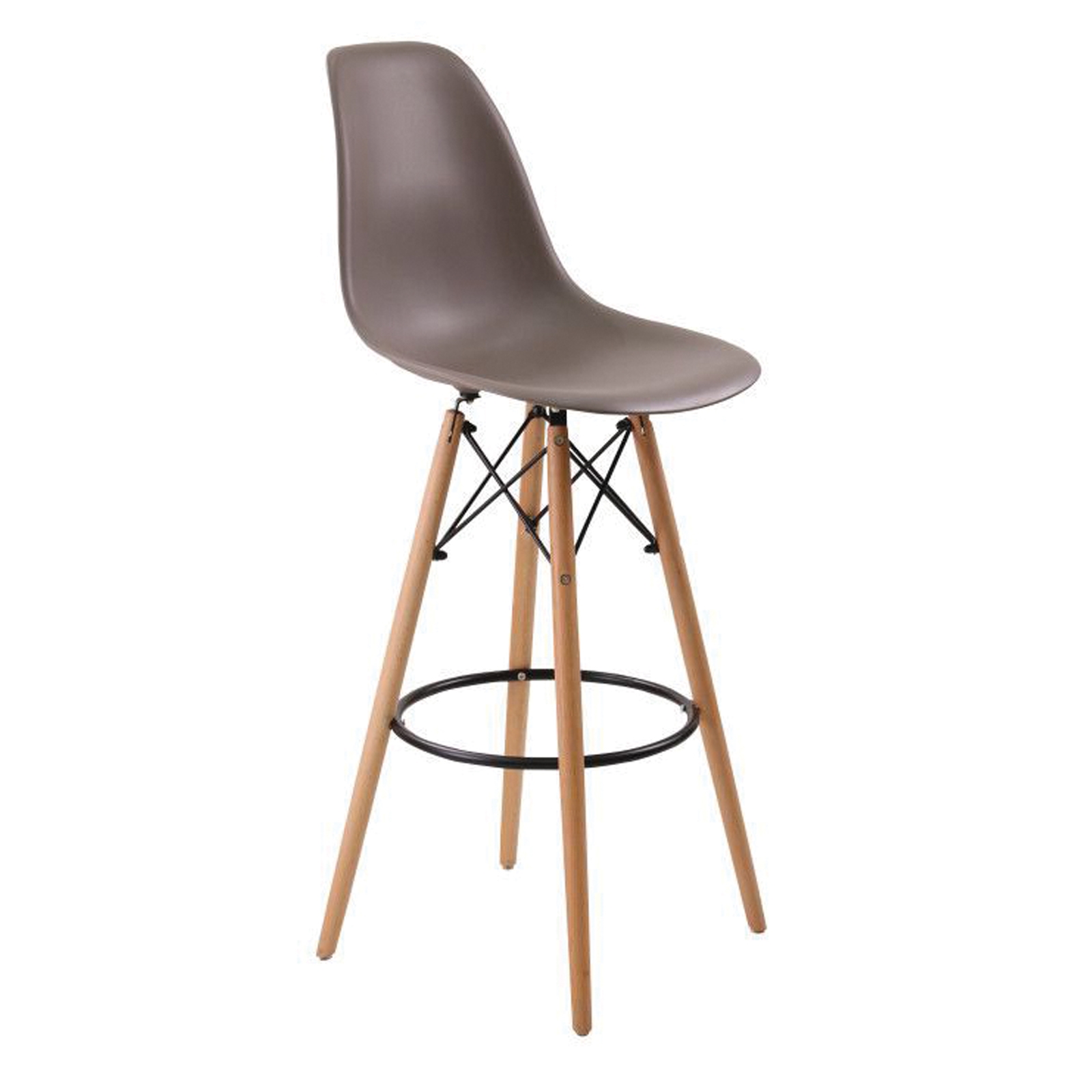 Wood Σκαμπώ BAR Ξύλο - PP Sand Beige 2