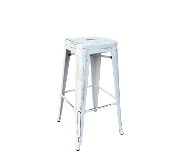 Σκαμπώ Bar Μεταλλικό Antique White 2