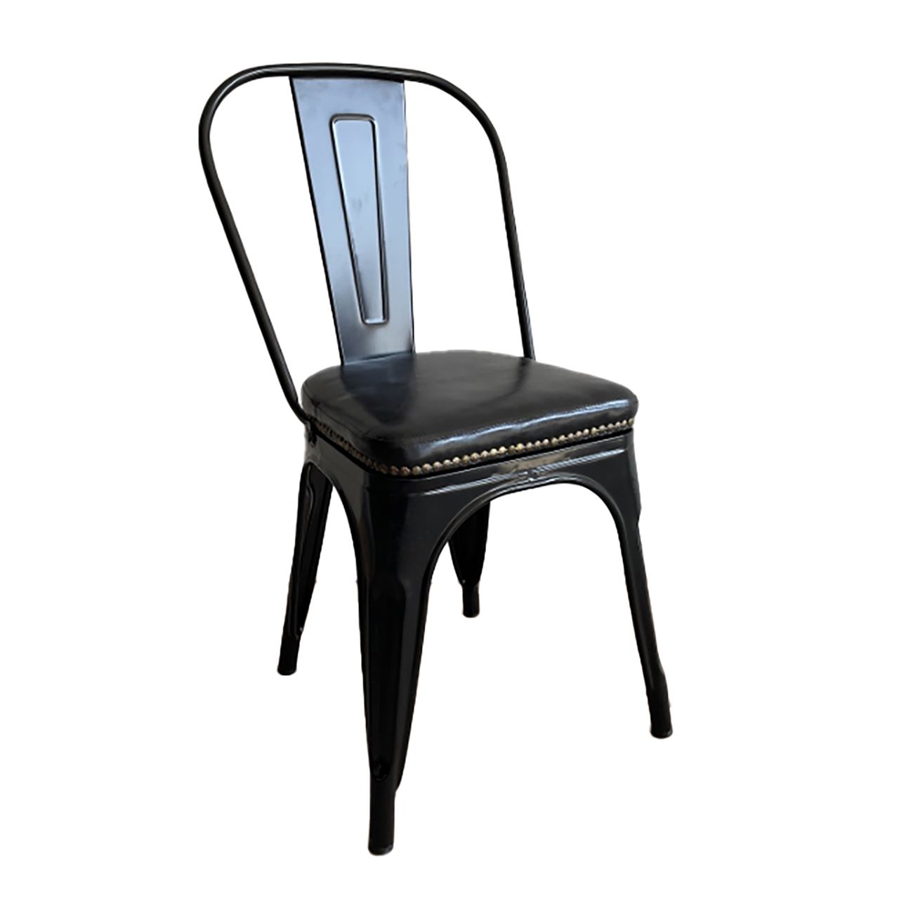 Καρέκλα Στοιβαζόμενη, Μέταλλο Βαφή Μαύρo, Κάθισμα Pu Μαύρο 2