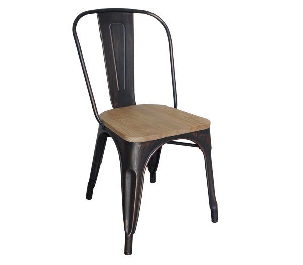 Wood Natural Oak Καρέκλα Μέταλλο Βαφή Antique Black 2