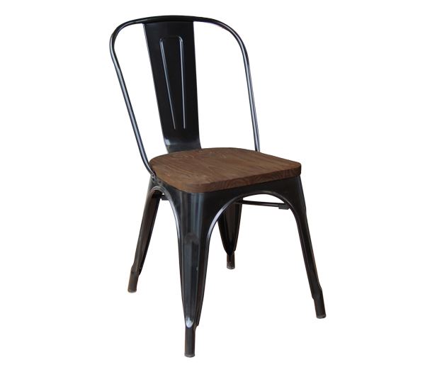 Wood Dark Oak Καρέκλα Μέταλλο Βαφή Μαύρο 1