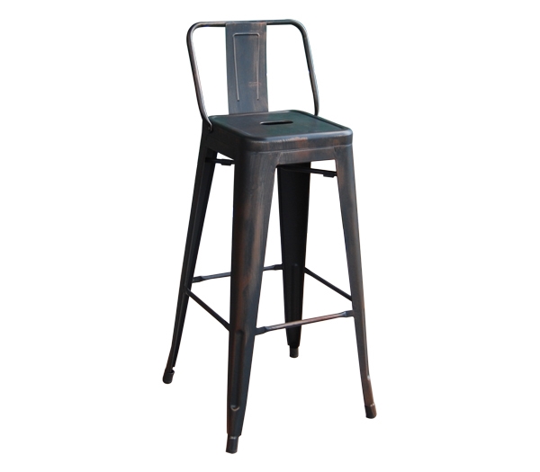 Σκαμπώ BAR Με Πλάτη Μεταλλικό Antique Black 2