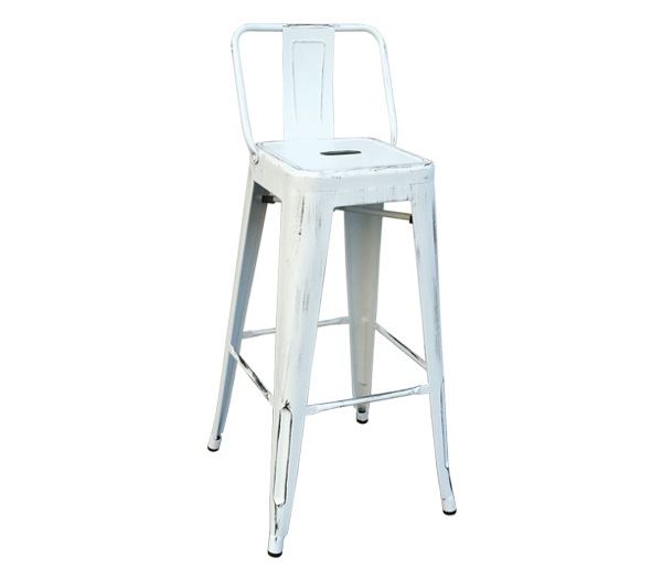 Σκαμπώ BAR Με Πλάτη Μεταλλικό Antique White 1