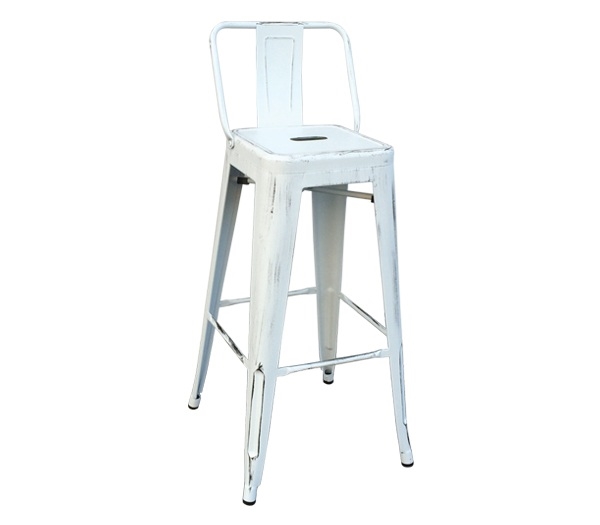 Σκαμπώ BAR Με Πλάτη Μεταλλικό Antique White 2