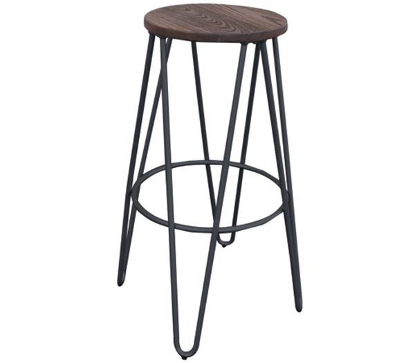 Σκαμπώ BAR Wood Dark Oak - Μέταλλο Βαφή Μαύρο 1