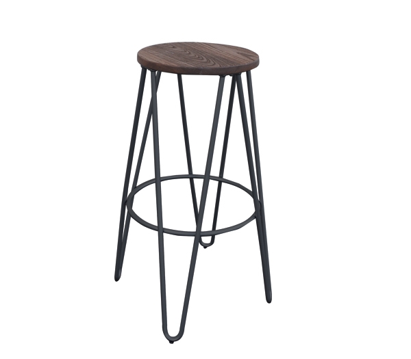 Σκαμπώ BAR Wood Dark Oak - Μέταλλο Βαφή Μαύρο 2