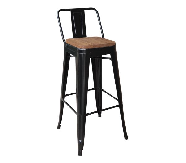 Wood D.Oak σκ.BAR-πλάτη Μεταλλικό Μαύρο 1