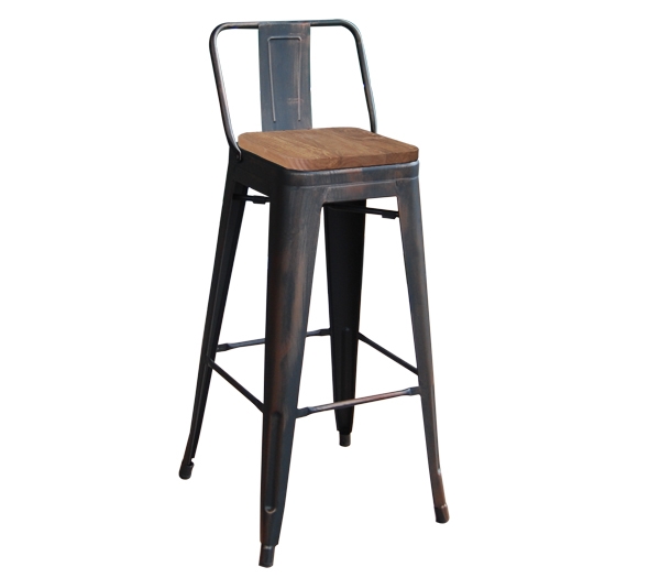 Wood D.Oak σκ.BAR-πλάτη Μεταλλικό Antique Black 2