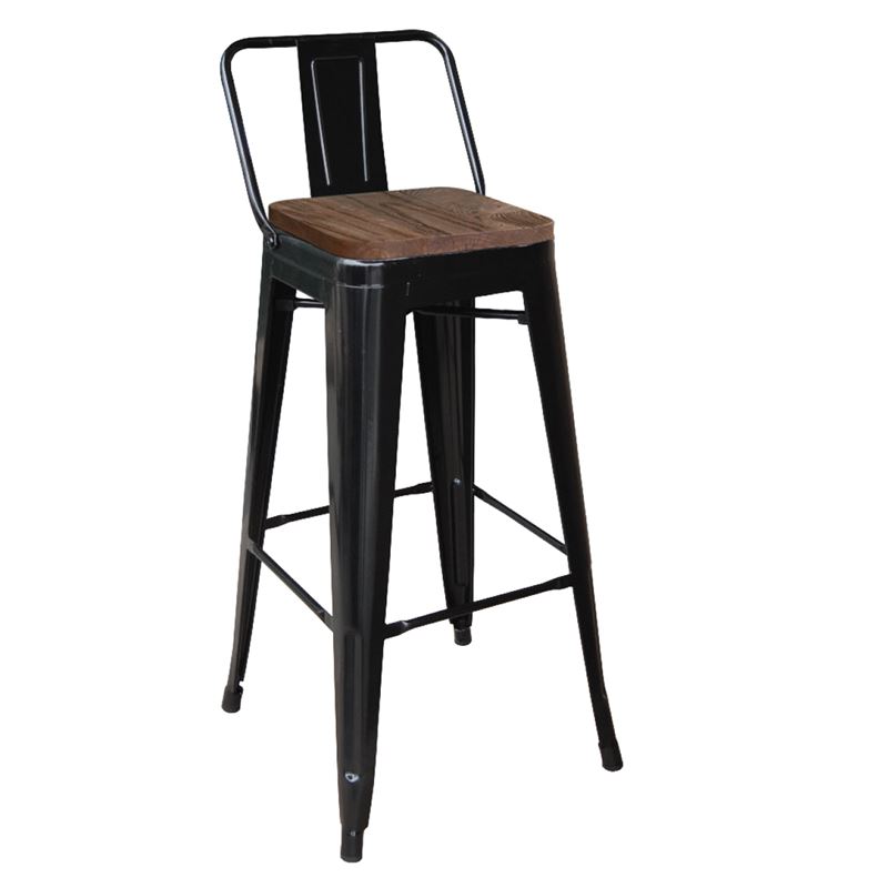 Wood D.Oak σκ.BAR-πλάτη Μεταλλικό Μαύρο Μatte 1