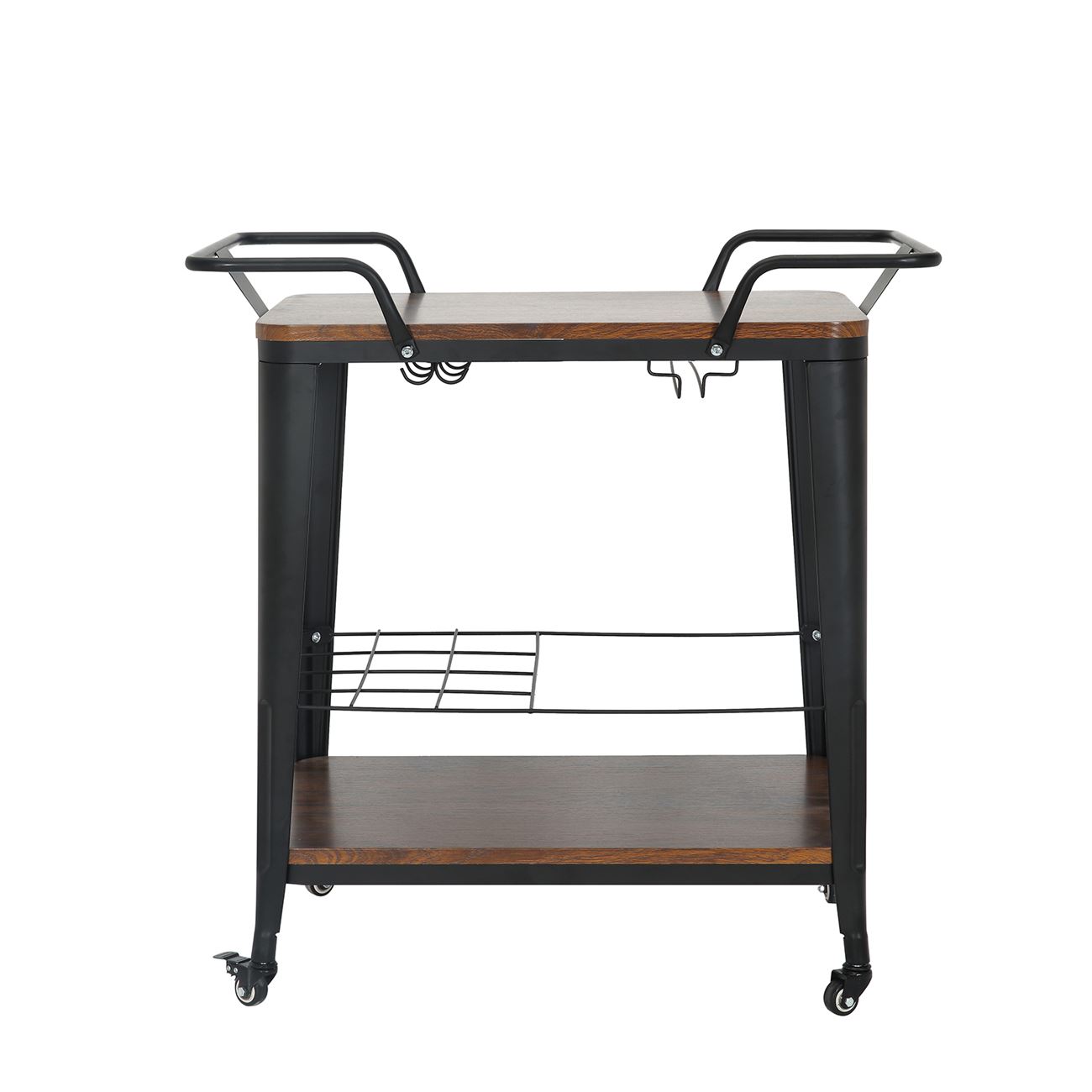 Trolley Bar-Pro Μέταλλο Βαφή Μαύρο, MDF Απόχρωση Καρυδί 4