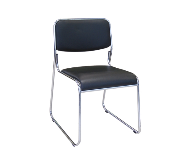 Καρέκλα Γραφείου Επισκέπτη - Στοιβαζόμενη Χρώμιο / Hard PVC Μαύρο 2