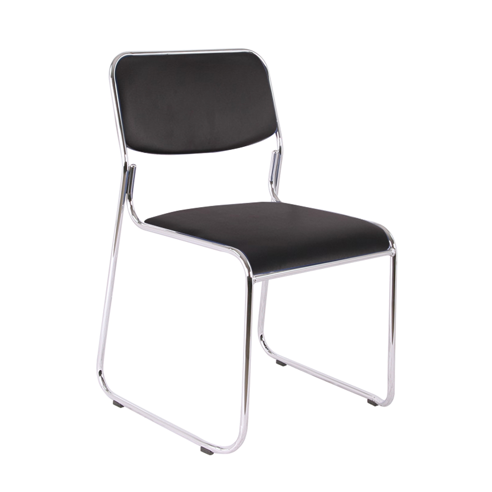 Καρέκλα Γραφείου Επισκέπτη - Στοιβαζόμενη Χρώμιο / Soft Pu Μαύρο 2