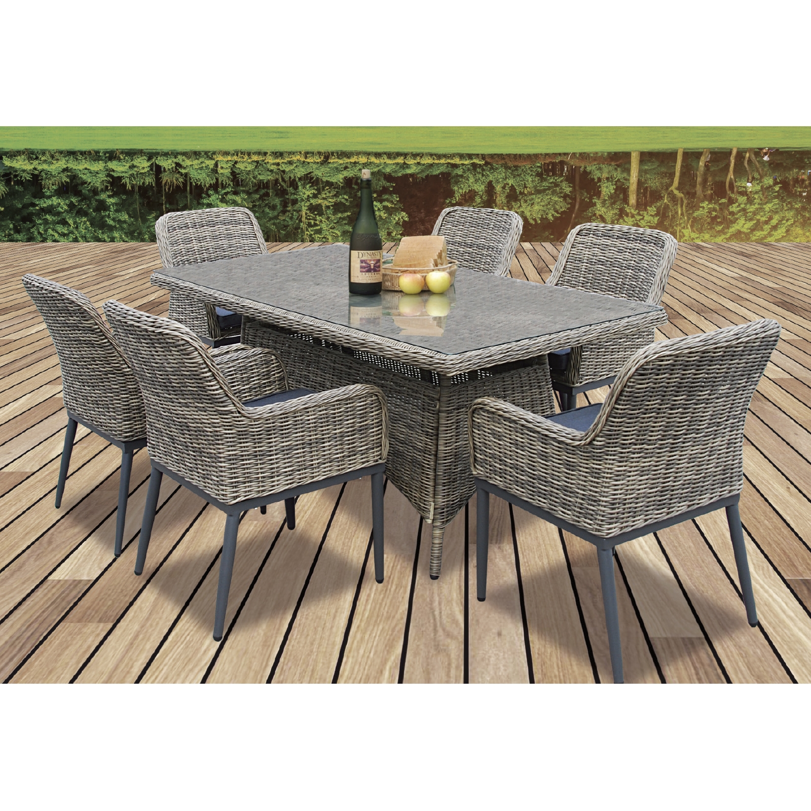 HAVANA Set Τραπεζαρία Κήπου ALU,Wicker Grey Brown-Ανθρακί: Τραπέζι 160x90 + 6 Πολυθρόνες 2