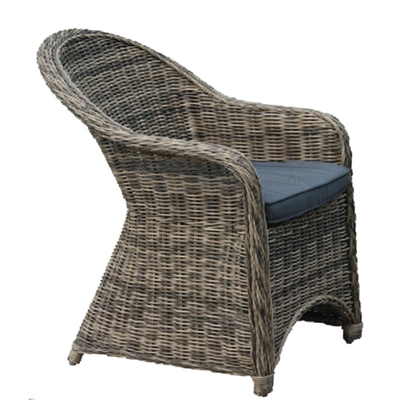 Πολυθρόνα Τραπεζαρίας Κήπου - Βεράντας Φ5mm Wicker Grey Brown - Μαξιλάρι Ανθρακί 1