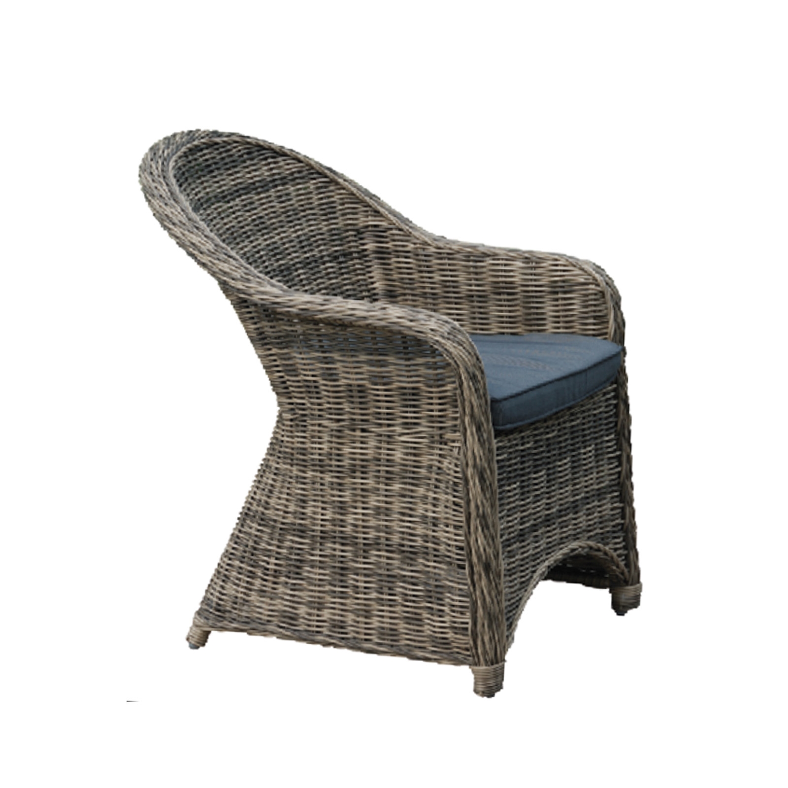 Πολυθρόνα Τραπεζαρίας Κήπου - Βεράντας Φ5mm Wicker Grey Brown - Μαξιλάρι Ανθρακί 2