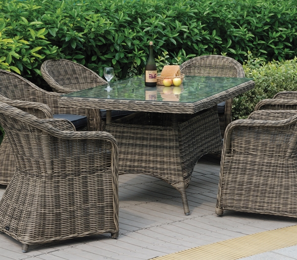 Πολυθρόνα Τραπεζαρίας Κήπου - Βεράντας Φ5mm Wicker Grey Brown - Μαξιλάρι Ανθρακί 3